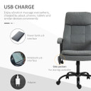 Vinsetto 2-Point Massage Office Chair in Grey Linen-Look Fabric with Adjustable Height