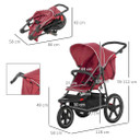 Lightwieght Pushchair w/ Reclining Backrest From Birth to 3 Years - Red