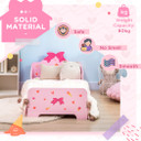 Princess-Themed Kids Toddler Bed w/ Cute Patterns, Safety Rails - Pink