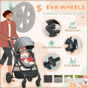 Foldable Baby Pushchair w/ Fully Reclining Backrest From Birth to 3 Years- Grey