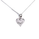 Silver Puff Heart Necklace - Delicate sterling silver chain with silver plated heart charm