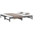 Pull-out Day Bed Grey 2x(80x200) cm Solid Wood Pine