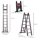 3.8M Duo Aluminium Ladder w/ Tool Holder Herringbone Deployed w/ Safe Steps