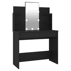 Dressing Table with LED Black 96x40x142 cm