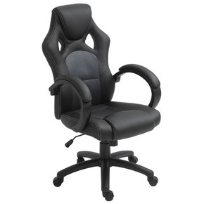 Vinsetto Executive Racing Swivel Gaming Office Chair - Adjustable Height, 360° Swivel, High Back Support, Faux Leather Upholstery, Easy Mobility with Five Wheels - Ideal for Home Office or Gaming Setup