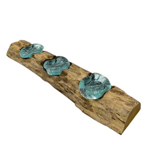 Molton Glass Flat Triple Candle Holder on Wood