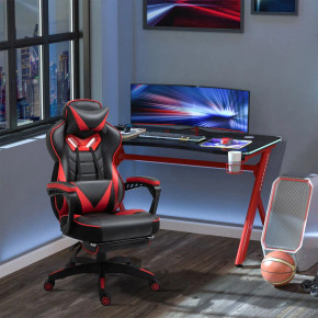 Vinsetto Gaming Chair in Stylish Red & Black PU Leather with Manual Footrest and 360° Swivel
