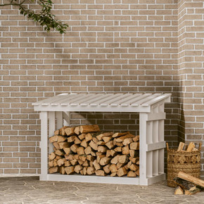 Firewood Rack White 108x64.5x77 cm Solid Wood Pine