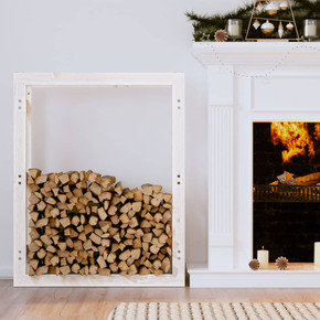 Firewood Rack White 80x25x100 cm Solid Wood Pine
