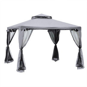 3x3M Metal Gazebo Garden Outdoor 2-tier Roof Marquee Party Tent Canopy - Grey