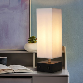 Colette  Modern Table Standing Lamp with Built-In USB Port, White
