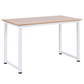 HOMCOM Computer Desk with White Metal Frame and Oak Grain Tone - Versatile and stylish desk with minimalistic design, ideal for home or office use.