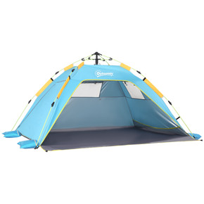 Outsunny 2 Man Pop-up Beach Tent Sun Shade Shelter Hut - Light Blue