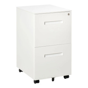 Mobile File Cabinet Home Filing Furniture with Adjustable Partition, Lock, White
