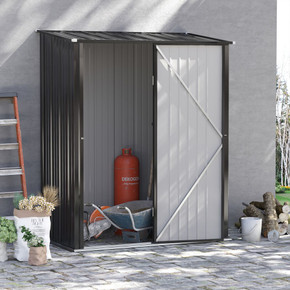 Outdoor Storage Shed Steel Garden Shed w/ Lockable Door for Backyard Patio Lawn