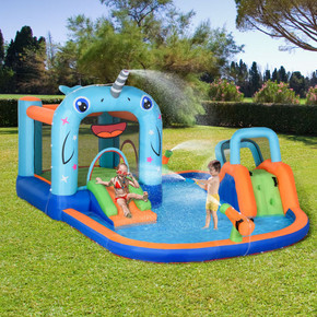 Outsunny Kids Inflatable Bouncy Castle w/ Inflator, Carry Bag