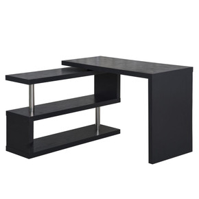 HOMCOM Modern Corner Rotating L-Shaped Office Table Computer Desk with Storage Shelf - Space-Saving Design, Durable Construction, 360° Rotation Capability