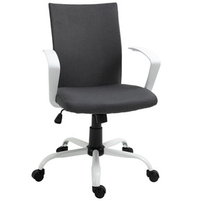 Office Chair Linen Swivel Computer Desk Chair Home Study Task Chair, Dark Grey