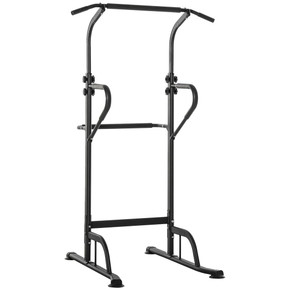 HOMCOM Power Tower Dip Station Pull Up Bar Multi-Function Home Gym - Steel Frame with Adjustable Height - Suitable for Various Exercises - Maximum Load 120kg