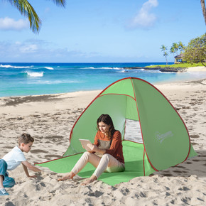 Beach Tent Instant Camping Pop up Tent Sun Shade Shelter, Green Outsunny