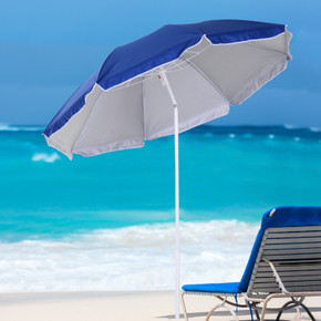arc1.7m Outdoor Beach Umbrella Parosol Tilt Sun Shelter w/  Bag Blue Outsunny