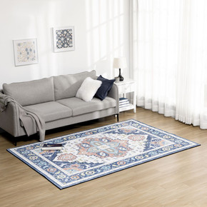 Area Rugs for Bedroom, Vintage Floral Large Carpet, 160x230cm, Blue