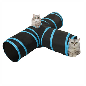 Cat Tunnel 3-way Black and Blue 90 cm Polyester
