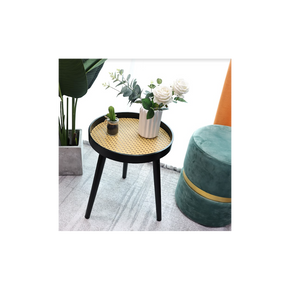 Cane Black Round Side Table - SLENDER