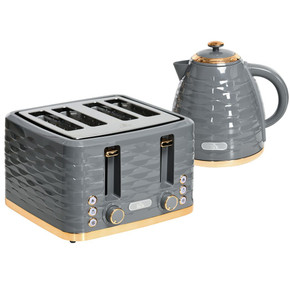 HOMCOM grey kettle and toaster set with 1.7L rapid boil kettle and 4-slice toaster