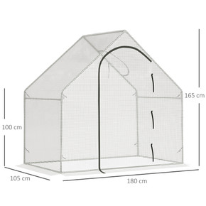 Walk-In Greenhouse Vegetable Plant Window Roll-Up 180 x 100 x 165cm, White