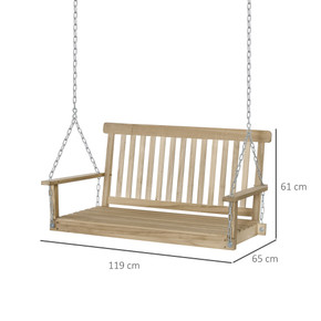 Wooden 2-Seater Poch Swing Chair Hanging Hammock Chains