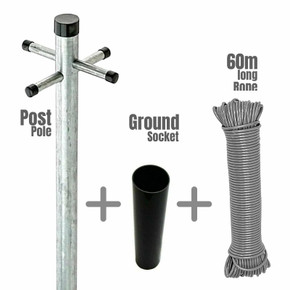 Heavy Duty Galvanised Clothes Pole - Outdoor Line Pole with Telescopic Support