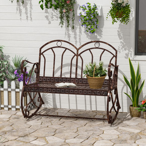 Rocking Chair Swing Bench Loveseat Metal Bronze Garden Outdoor