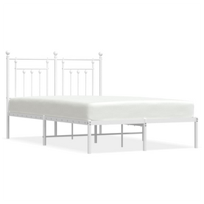 vidaXL Metal Bed Frame with Headboard White 120x200 cm