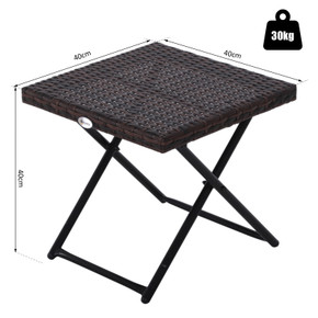  Folding Square Rattan Coffee Table Bistro Balcony Garden Steel Outdoor