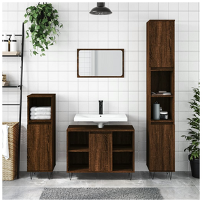 vidaXL Bathroom Cabinet Brown Oak 30x30x100 cm Engineered Wood