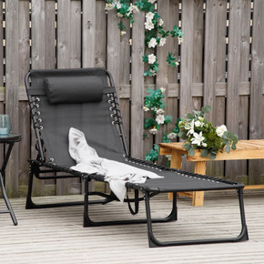 Sun Lounger Reclining Cot Foldable Folding Garden Chair Bed Relaxer Outsunny
