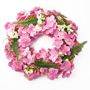 40cm Artificial Pink Floral Blossom Wreath