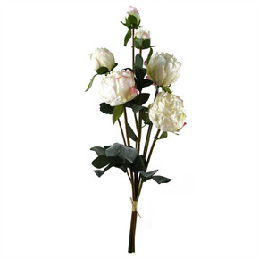 6 x 55cm Cream Peony Artificial Flower Stems - 24 flowers 18 buds