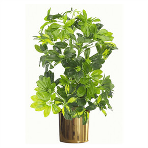 75cm Artificial Arboricola Gold Capella Plant - Gold Metal Planter