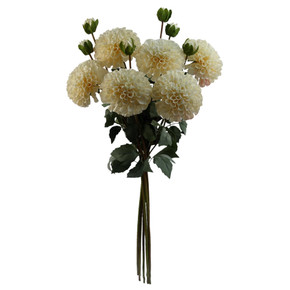 6 x 75cm Dhalia PomPom Artificial Flowers Cream
