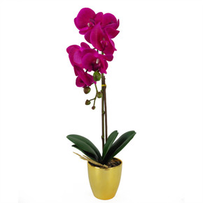 46cm Artificial Orchid Dark Pink / Silver