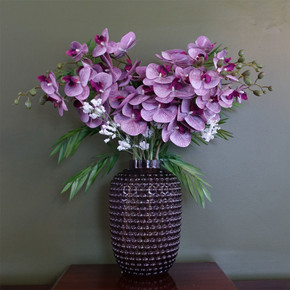 80cm Amethyst Vase Artificial Orchids and  Foliage