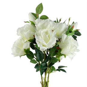 Pack of 6 x 80cm Artificial White Rose Stem - 18 flowers