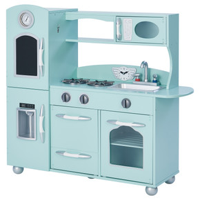 Mint Wooden Toy Kitchen with Fridge Freezer and Oven