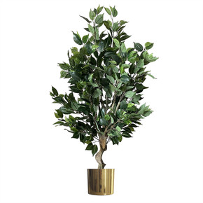 100cm Premium Artificial Ficus Twist Tree Gold Planter