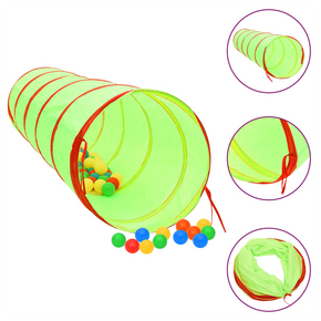 Children Play Tunnel with 250 Balls Green 175 cm Polyester