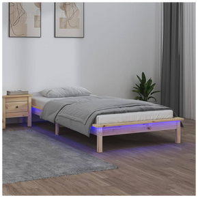 LED Bed Frame 90x200 cm to 140 x 190 cm Solid Wood