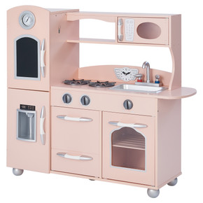 Pink Retro Wooden Kitchen Toy Kitchen With Ice Maker