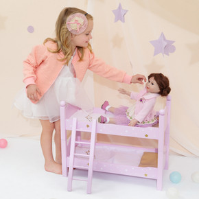 Pink Doll Bunk Bed 18" Dolls Wooden Furniture Bedroom Toy Role Play